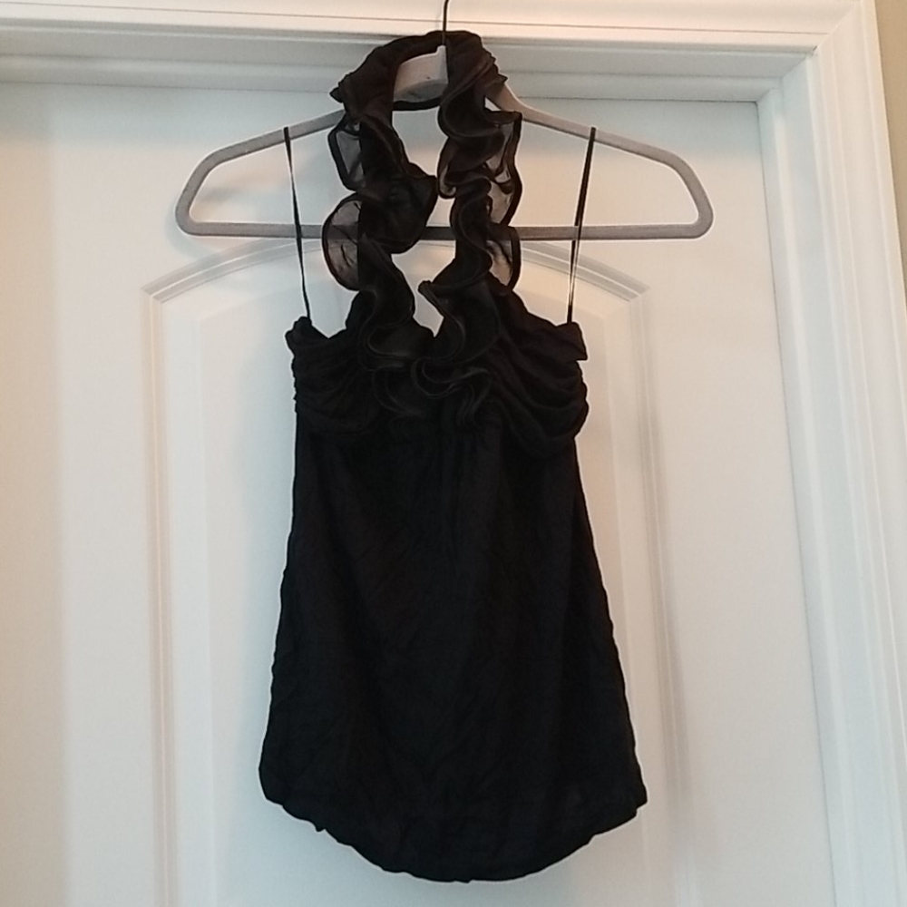 Ruffle neck halter top